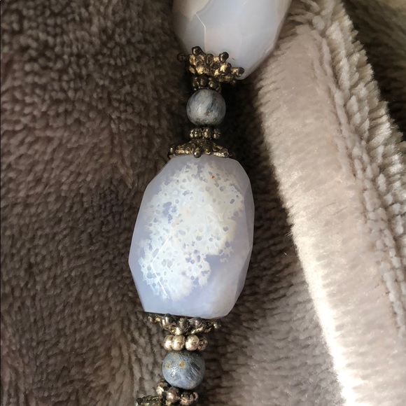 Blue Lace Agate Stone Sterling Necklace/Earrings - Picture 6 of 8